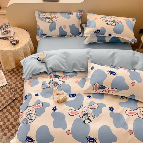 New Fuzzy Cartoon Four-Piece Set, Skin-Friendly and Warm, Student Dorm Single Three-Piece Bedding Gift for Drop Shipping