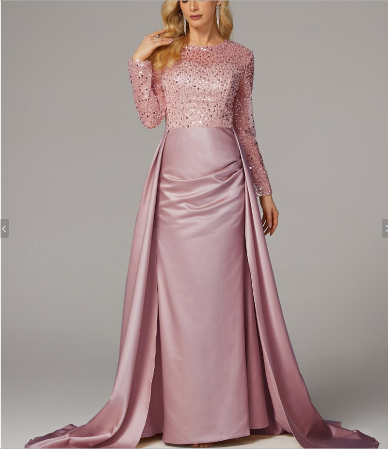 Women's Elegant Sequined Evening Gown Long Sleeved Banquet Dress American Style Fashion For Annual Meeting Host Queen Aura_ecoleips.com