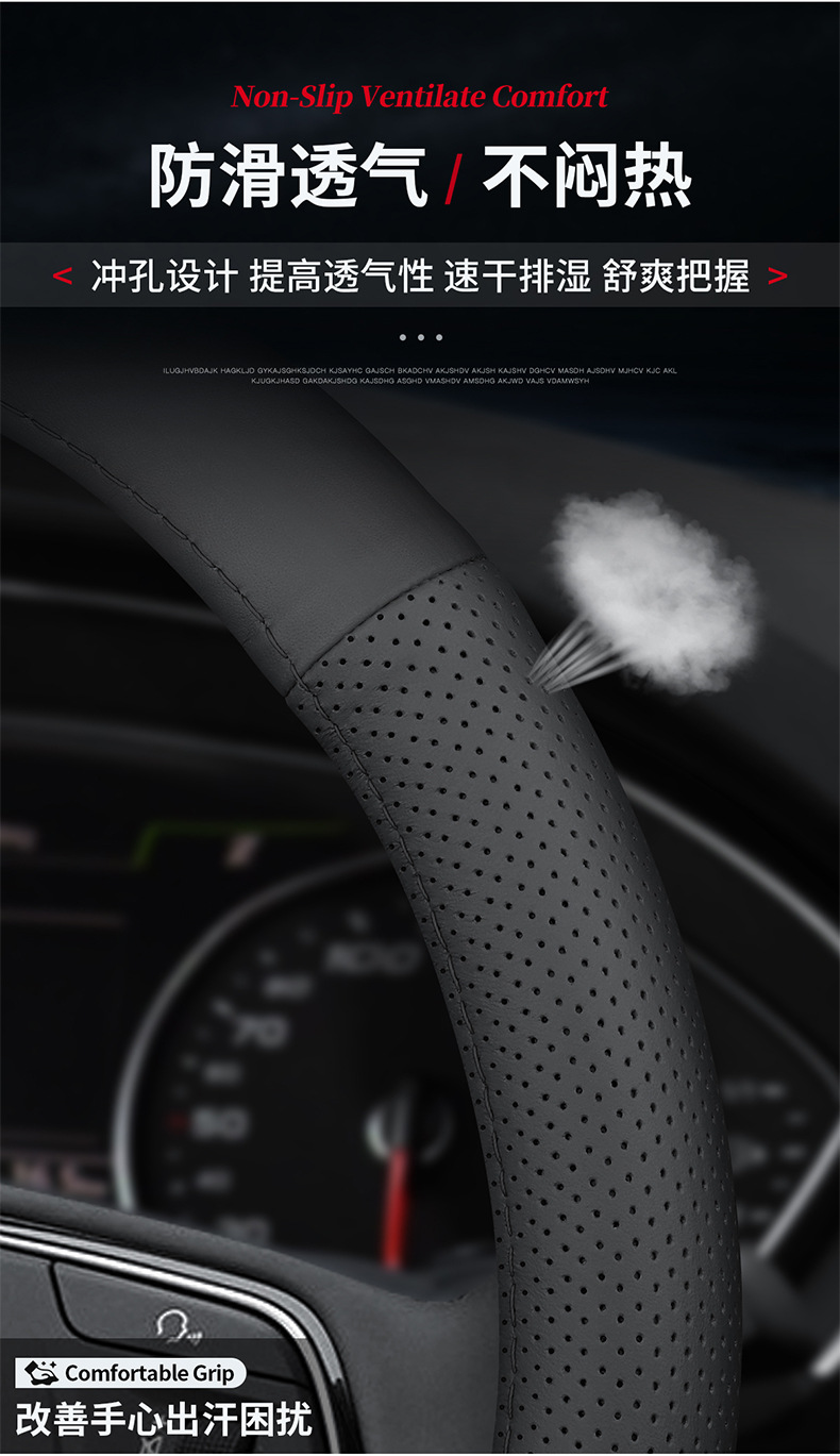 First layer cowhide special Audi leather steering wheel cover Q5L A4L A3A6L Q3Q2L A5Q7 car handle cover
