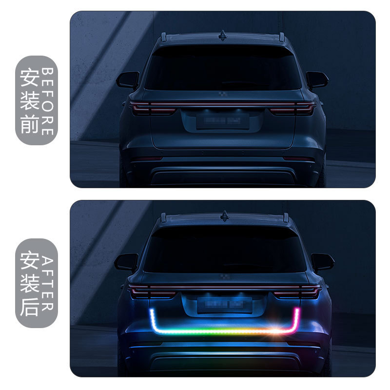 Lámpara de freno de dirección de flujo de agua, luz de flujo de cola del automóvil, luz de cola del automóvil de color fantasma, luz de caballo LED colorida