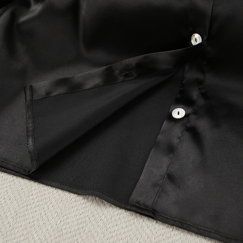 2024 Herbst Schwarz Tintin Gespleißt Feder Nachtwäsche Zwei Stück Set Lose Langarm Hosen frauen Hause Kleidung_voghion.com