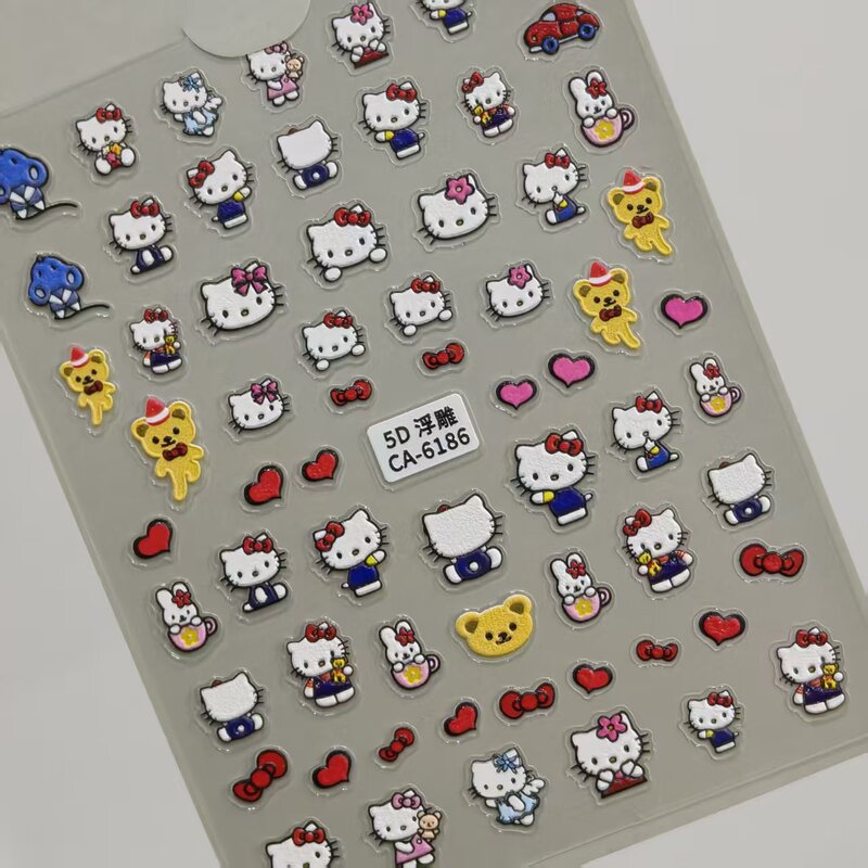 Internet Celebrity Kt Cat Nail Art Stickers 5D Relief Cute Cartoon Hellokitty Cat Nail Stickers Jewelry Ca Style
