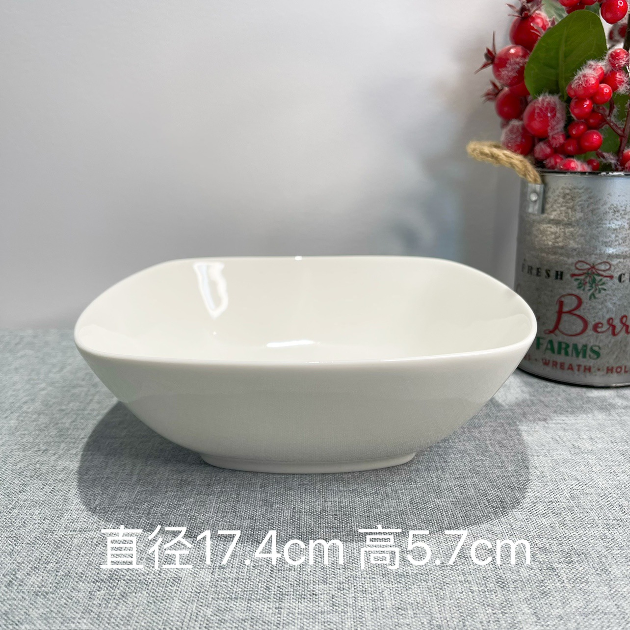 Lu Cang LZ exporta el último pedido de vajilla, serie de porcelana blanca, cuenco cuadrado de cerámica para una sola fruta
