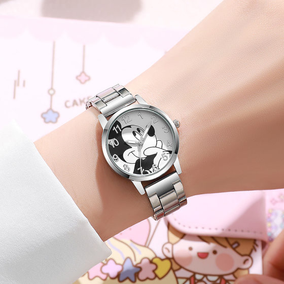 New Mickey Children Cartoon Boys Girls Students Boutique Steel Strap Life Waterproof Mickey Mouse Watch