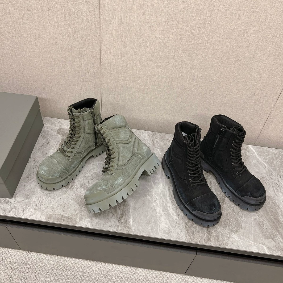 Blcg仿古复古工装马丁增高黑色做旧破坏风11孔大头马丁靴男士户外