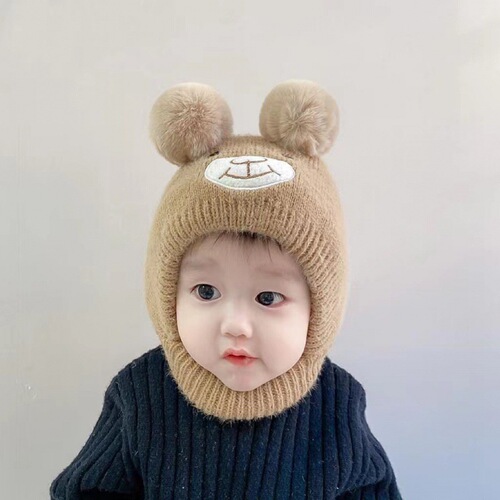 Infant Hat Autumn/Winter Cute Children Winter Baby Wool Hat Toddler Ear Protection Knitted Hat Amazon Foreign Trade