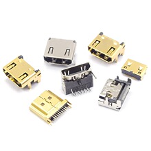 HDMI高清连接器公头夹板式母座普通镀金19P1.6夹板公头HDMI插头