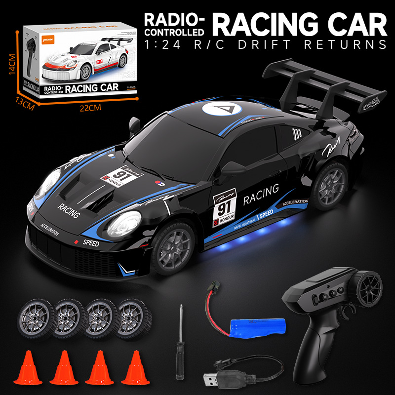 Black remote control car, scale 1:24
