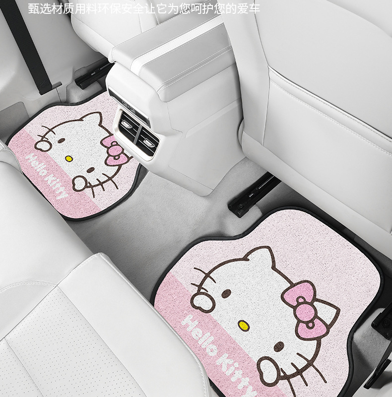 Hellokitty Car Wire Loop Floor Mat for Driver's Seat, Universal, Easy to Clean, Car Interior Carpet Mat, Protective Mat
