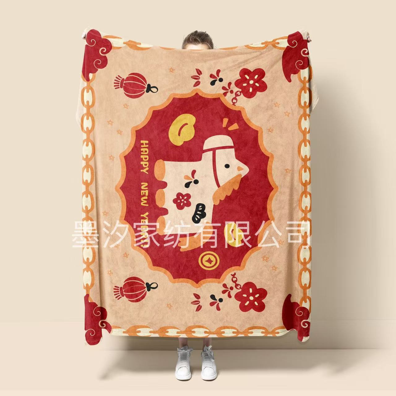 2026 New Year Blanket Year of the Horse Blanket Red Sofa Blanket Office Winter Thickened Cover Blanket Soft Blanket Gift