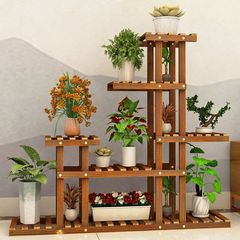 フラワーラックバルコニー無垢材フラワーラック収納ラック屋内ホーム多肉植物床装飾植木鉢ラックリビングルーム木製