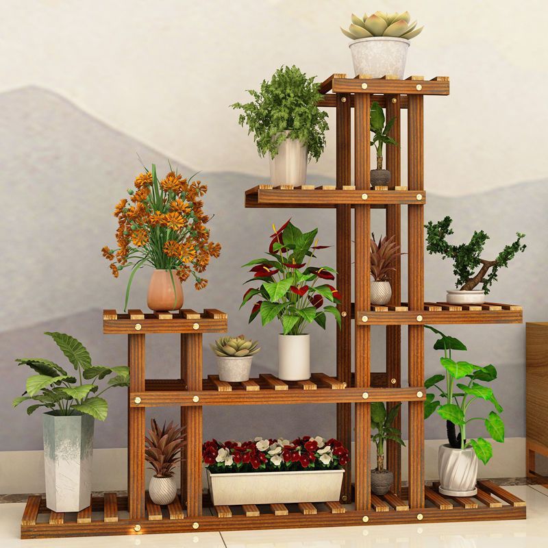 フラワーラックバルコニー無垢材フラワーラック収納ラック屋内ホーム多肉植物床装飾植木鉢ラックリビングルーム木製|undefined