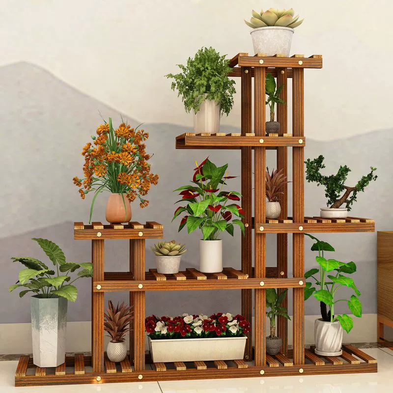 Стойка для цветов, балконная стойка для цветов из цельного дерева, стеллаж для хранения, домашний домашний суккулент, напольное украшение, стойка для цветочного горшка, деревянная стойка для гостиной