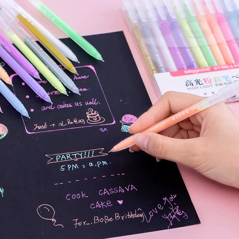 百通 Flashing crayons, glowing gel, shiny marker for elementary school students, 12 colors