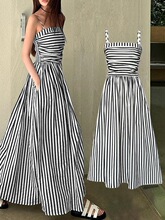 P 28925 Summer Striped Straps Dress ���Ƶ�������ȹ ר
