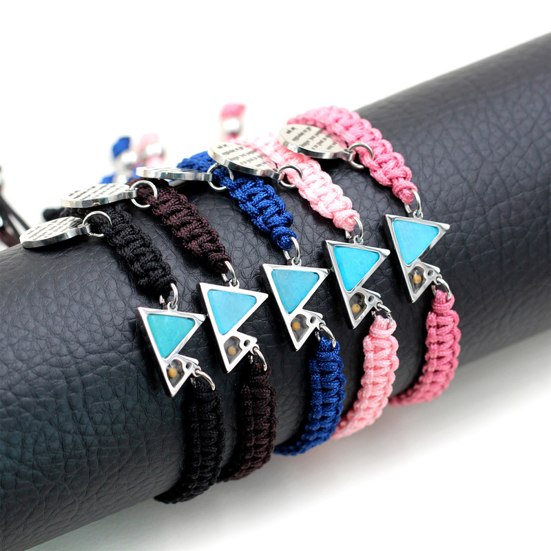 Cross-border multicolor woven blue mountain shape mustard seed inspirational stainless steel bracelet MATTHEWS 17:20 adjustable