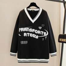 63107清仓特价 120-350斤大码女装胖mm时尚卫衣设计感秋新款上衣