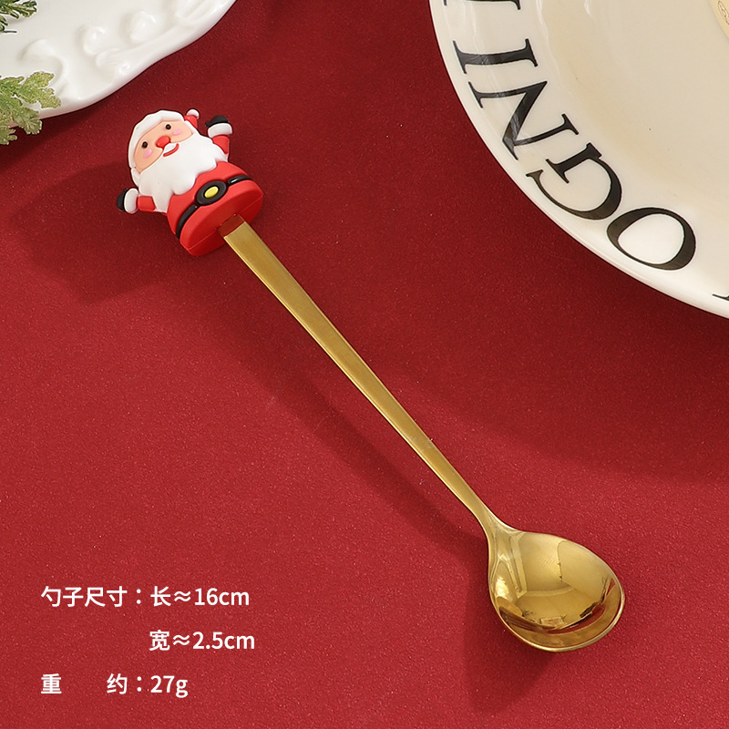国境を越えた対外貿易304ステンレスクリスマス公仔フォークスプーンセットコーヒーもちスイーツ漫画ギフトボックス食器|undefined