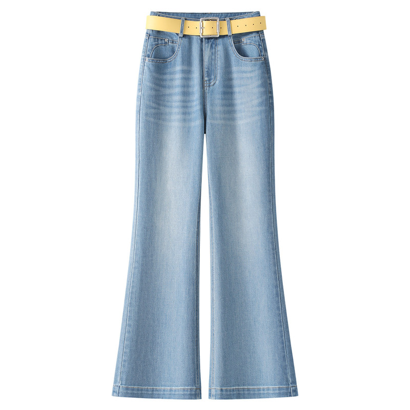 Light Blue Petite Flared Jeans for Women, Spring 2026 New High-Waisted Slimming Cropped Flared Pants Light Blue Petite Flared Jeans for Women, Spring 2026 New High-Waisted Slimming Cropped Flared Pants