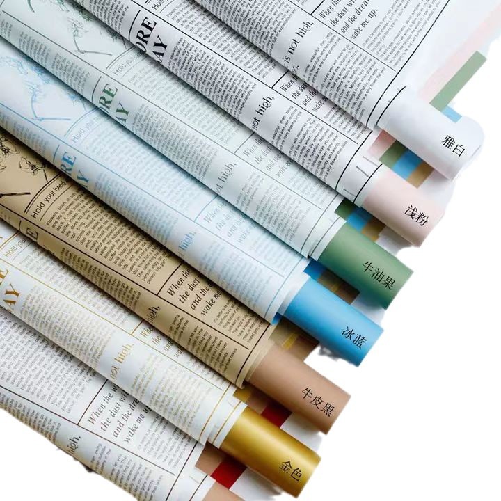 Nuevos productos de fábrica de fiesta de flores en inglés serie de papel de embalaje de flores bicolor florista paquete de flores de papel de embalaje de flores