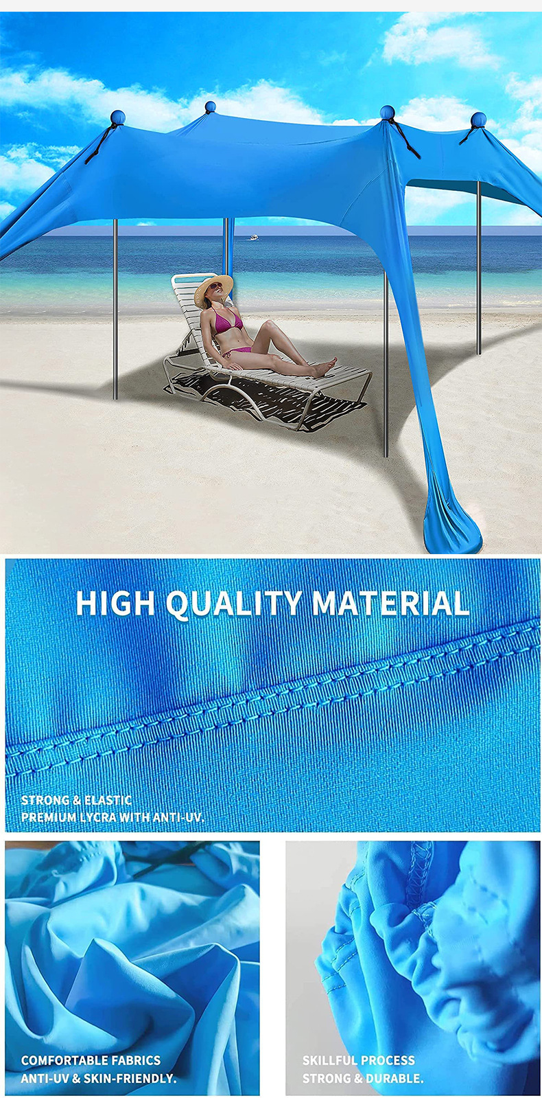 Cross-border Lycra sunshade tent, portable seaside beach vacation tent, outdoor camping sun protection canopy