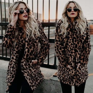Imitation fur real shot sale winter New Fashion imitation fur ladies long leopard print imitation fur coat