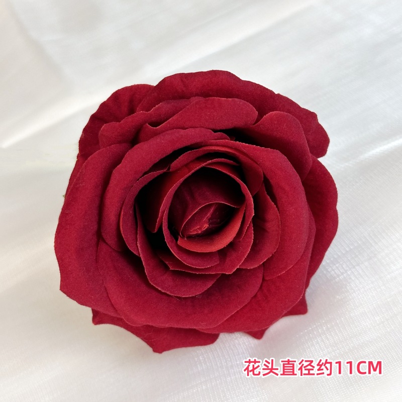 Franela artificial flor Rosa cabeza ramillete rojo boda flor pared tiro apoyos flor artificial arco flor artificial al por mayor