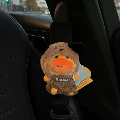 Ornament Gift — Seat belt shoulder pad - khaki-dog-capybara-lulu1-black-shoulder-pad