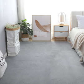 JI灰色床边地毯卧室ins风短毛耐脏小垫子女生房间全铺地垫可睡可