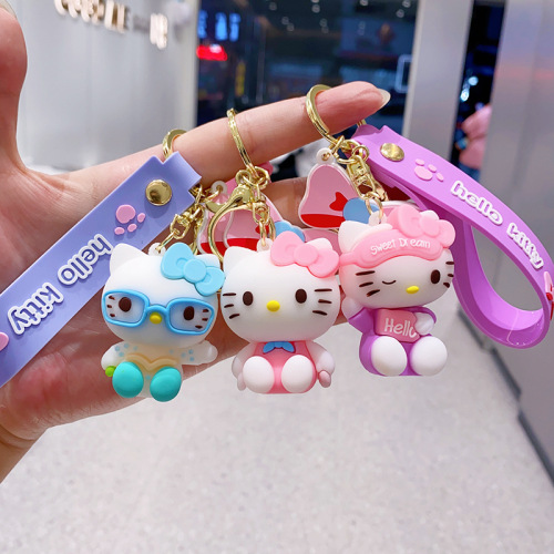 New cute kt cat keychain cartoon Sanrio girl heart bag pendant pendant couple small gift wholesale