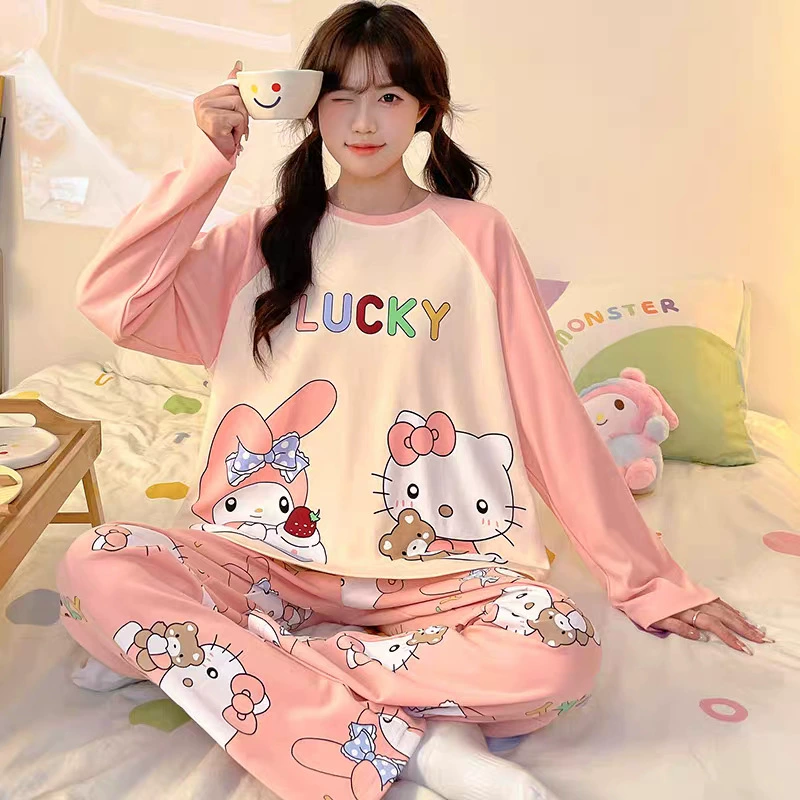 Карикатурные тонкие демисезонные комфортные пижамы, комплект, oversize
