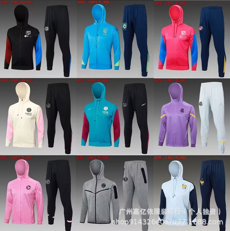 Wholesale 25/26 Hoodie Jacket (Long Zip) Set Black Miami Chelsea Sports Football Uniform