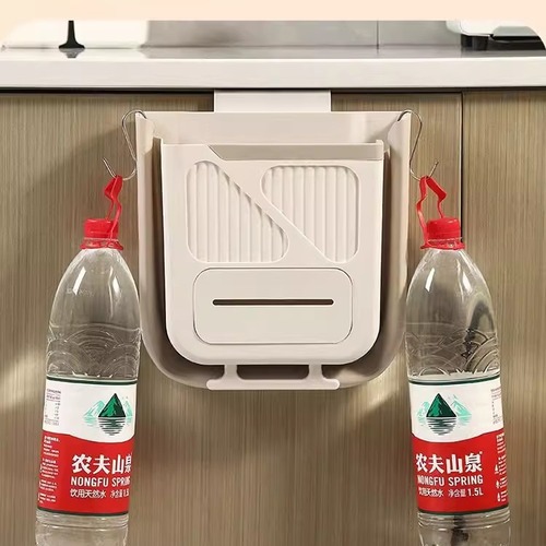 Wholesale Plastic Wall-Mounted Foldable Multifunctional Household Large Kitchen Waste Bin Kitchen Cabinet Door Storage Rack