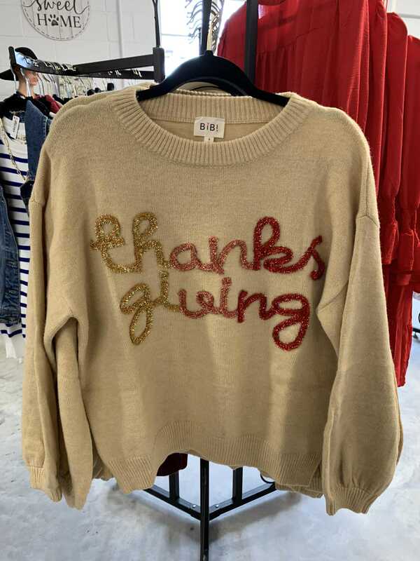 European and American women's autumn and winter sweater Thanksgiving Ribbon embroidered round neck loose sweater 231110