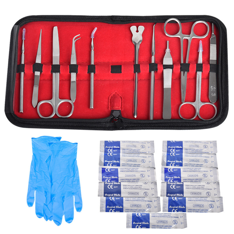 22-Piece Set of Biological Anatomy Tool Kit, Surgical Suture Training Instrument Kit, Training Kit Set, Wound Practice Kit