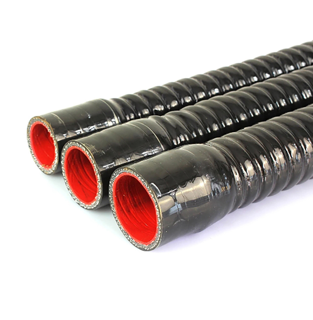 Id16-110Mm Black Silicone Steel Wire Tube Warm Air Pipe Coolant Pipe High Temperature Resistant Cloth Silicone Water Pipe