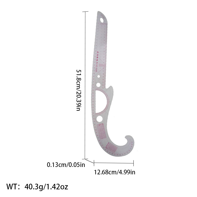 Regla de curva directa de fábrica Botón regla de arco regla de ropa regla de corte traje de regla de jaula de manga regla de tamaño colección