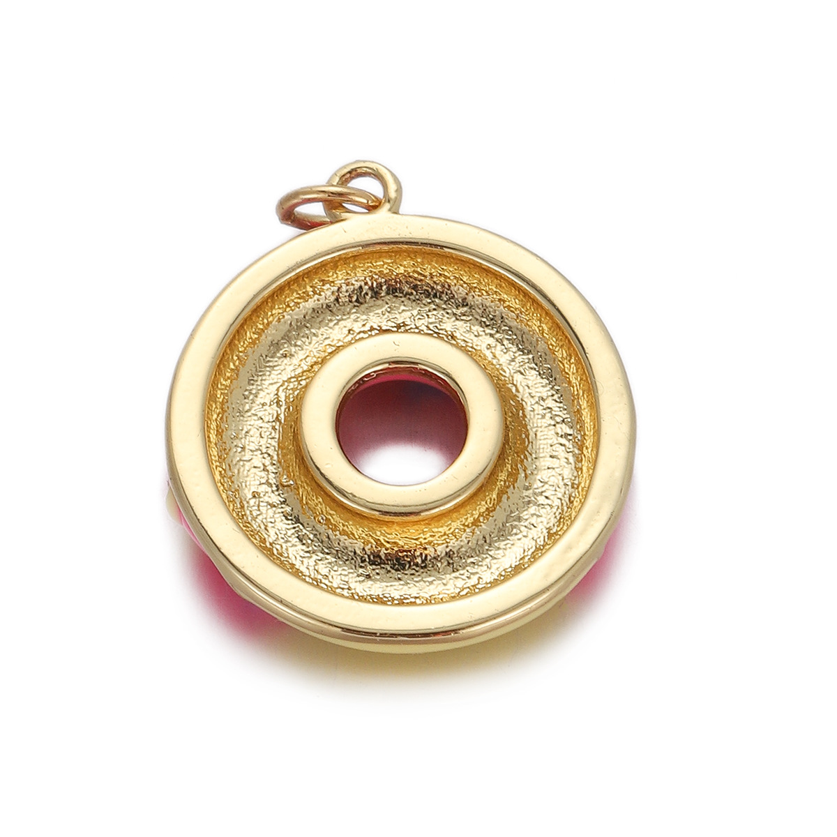 4g Weight Pendant Jewelry Making Type Gold Plated Plating Material Zircon Inlay Material 1 Piece Quantity Holiday Occasion Copper Material Donuts Pattern Women's Gender Enamel Design Simple Style Style 1 Piece Copper Zircon Gold Plated Donuts Pendant 18