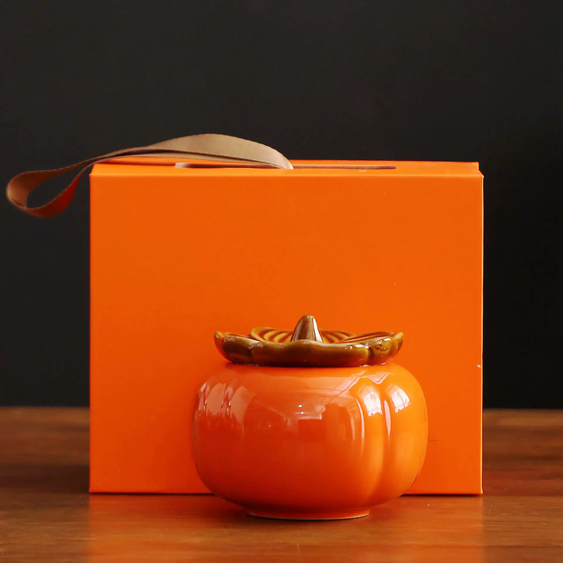 陶瓷仿真柿子茶叶罐家用便携密封罐防潮茶罐事事如意创意礼品批发