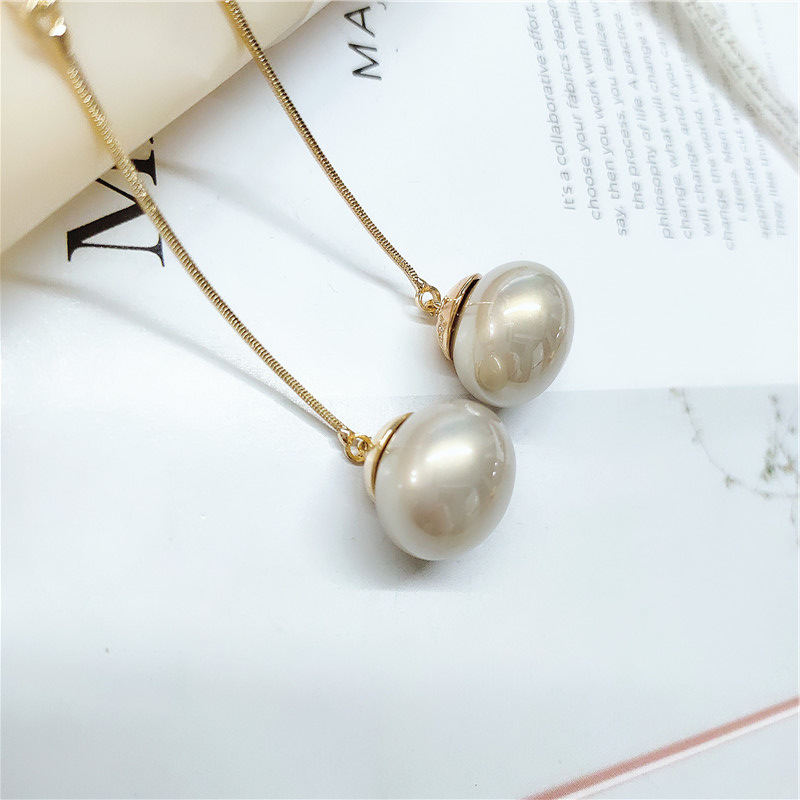 Korean Alloy Diamond Long Pearl Earrings Wholesale display picture 4