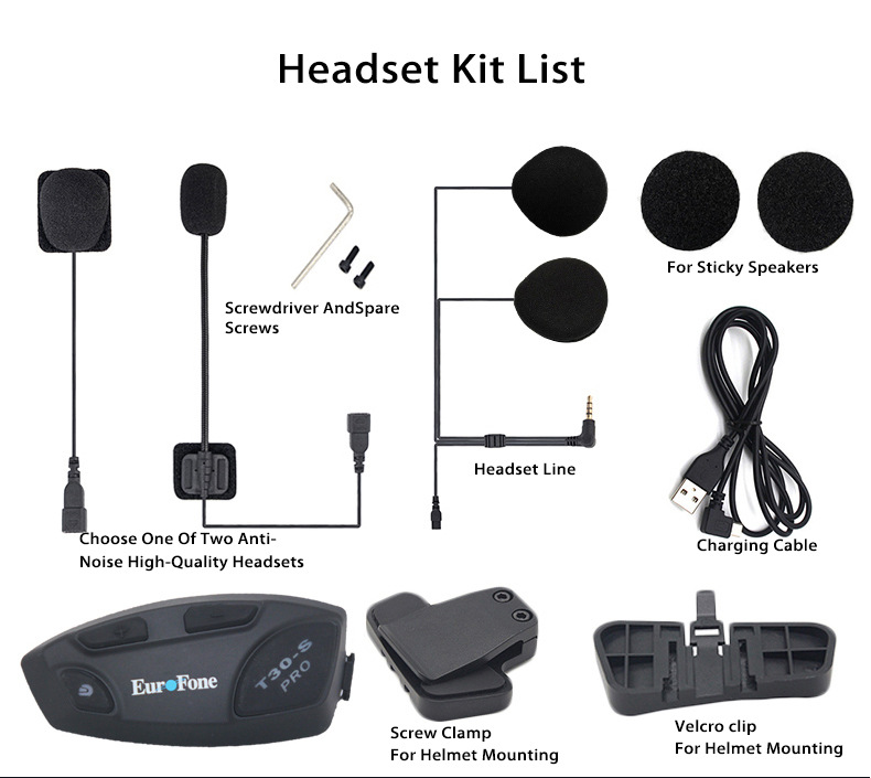 Factory Direct Supply T30S Helmet Bluetooth Headset 32-Person Intelligent Networking Group Intercom Motorcycle Riding Dedicated Cross-Border