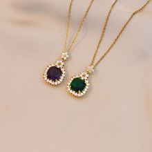 项链女网红祖母绿日韩风时尚几何小众新款设计感吊坠气质钛钢项链