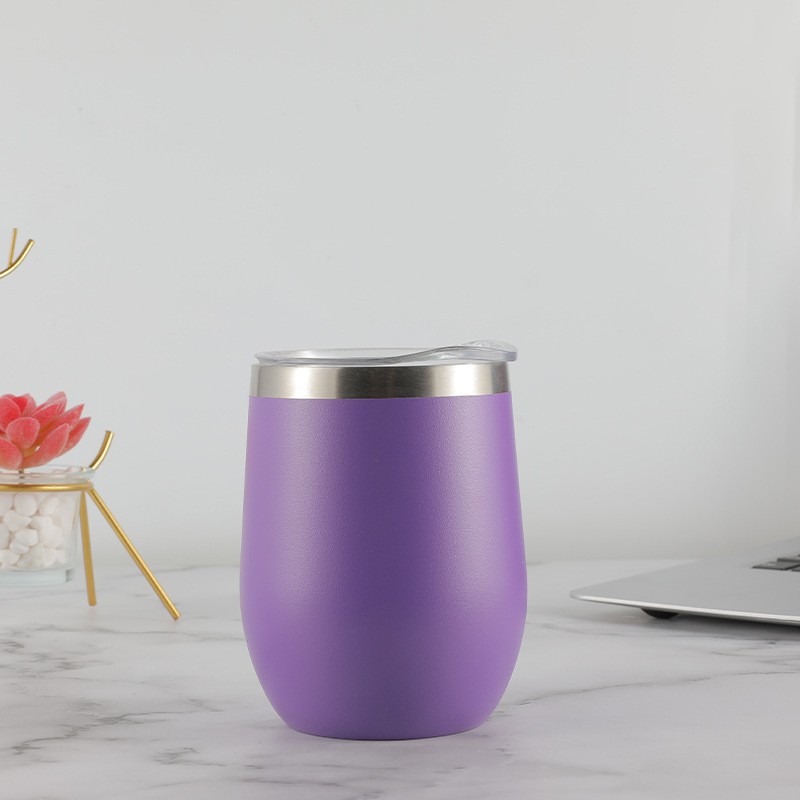 外贸新款304不锈钢保温杯12oz蛋壳杯U红酒杯保热保冷水杯办公