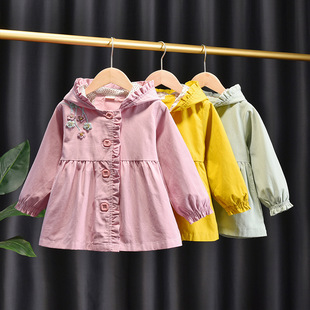 Girls' coat 1-year-old spring and autumn clothing 2023 Western style 3 girls' spring and autumn Korean style solid color windbreaker children's princess children's clothing