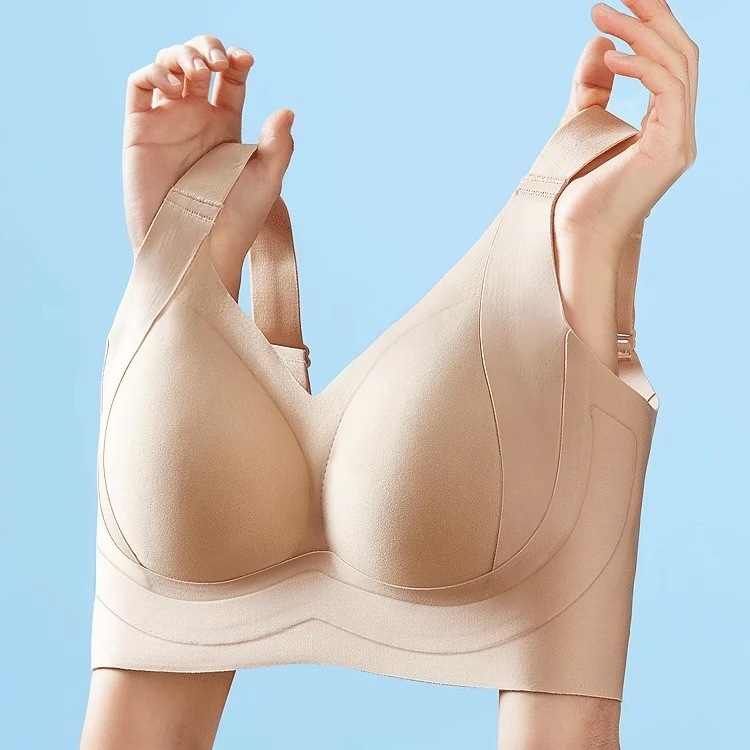 Original Traceless Large Chest Showy Underwear Women's Thin Full Cup Parammary Gap Breast Anti-sagging plus size chubby girl Bra