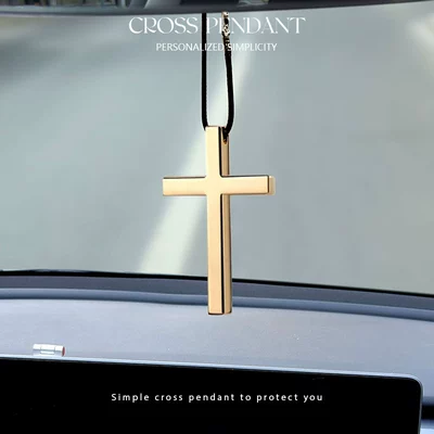 Car hanging pendant personality car safety - cross-pendant-gold