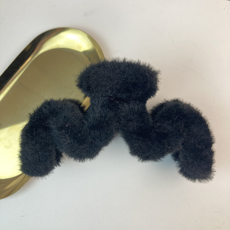 秋冬の真のレッグウサギの毛玉は大きいサイズの毛のヘアピンの後頭部のサメのクリップのヘアピンの髪飾りの新年の爆発金をつかみます。|undefined