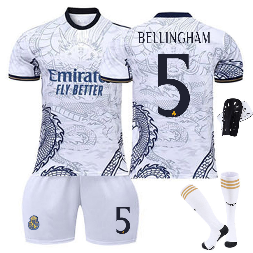 2324 Real Madrid football suit dragon pattern White special edition C Robelin team training suit children adult suit