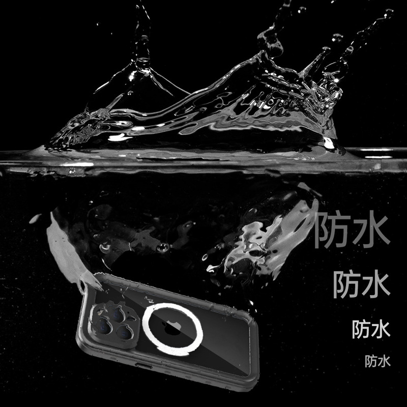 For Apple 15 waterproof mobile phone case 16 wireless Magsafe magnetic 14ProMax mobile phone case transparent all-inclusive For Apple 15 waterproof mobile phone case 16 wireless Magsafe magnetic 14ProMax mobile phone case transparent all-inclusive