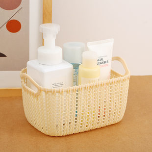Solid color plastic storage system, handheld storage basket for bedroom